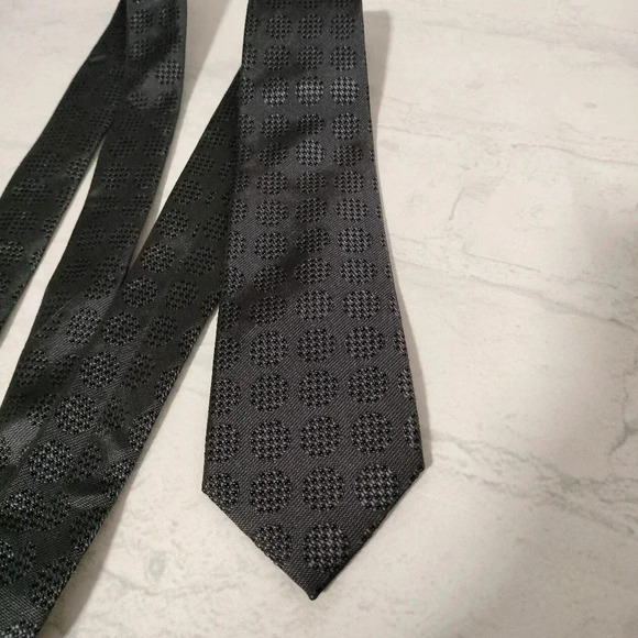 Calibrate Necktie Tie Silk Gray Houndstooth Dots Geometric College 3 x 58 - Picture 7 of 8